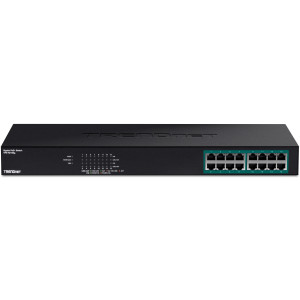 TRENDnet TPE-TG160g 16-Port Unmanaged Gigabit Ethernet PoE+ Switch, GREENnet technology, 246W PoE budget